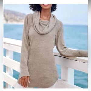 Barefoot Dreams Cozy Chic Ultra Lite Cowl Neck Sweater in Beige Size 1X